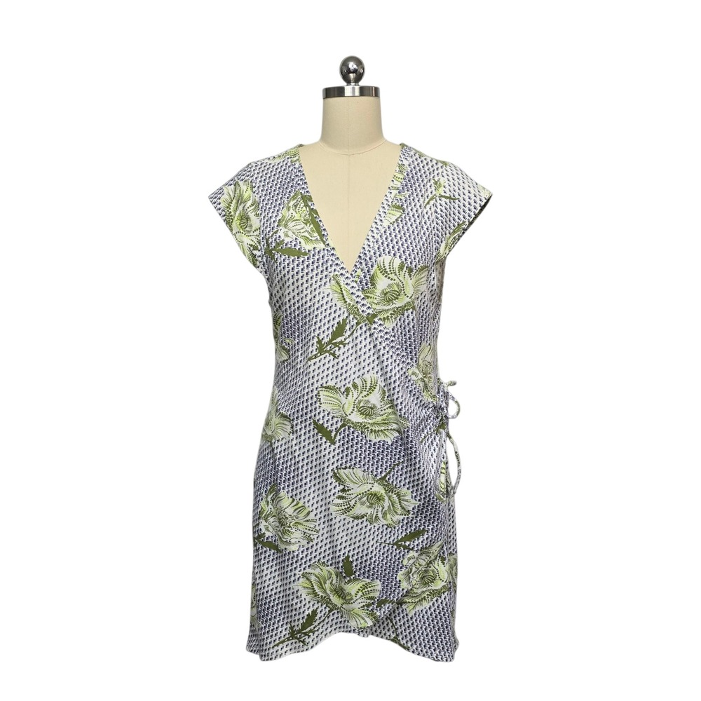 Floral Green Wrap-Style Women's Dress